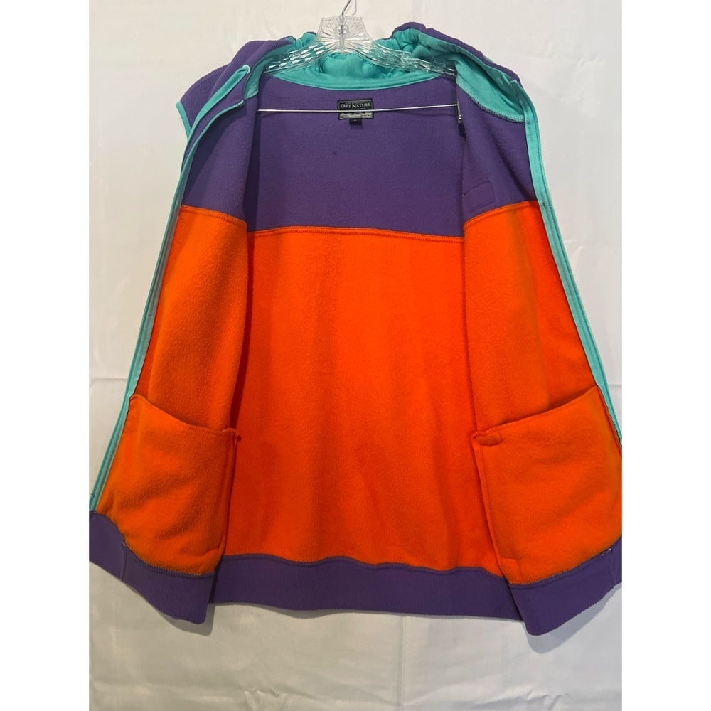 Free Nature Vest Men’s Large Multicolor Fleece Hooded Full Zip Pockets - Picture 7 of 12